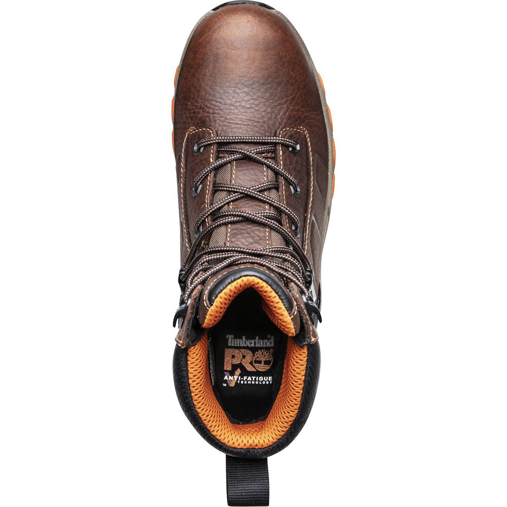 Timberland Μποτακια Εργασίας Ανδρικα Καφε/Μαυρα - Pro® Hypercharge 8\" Soft Toe - Greece 3869574-OB